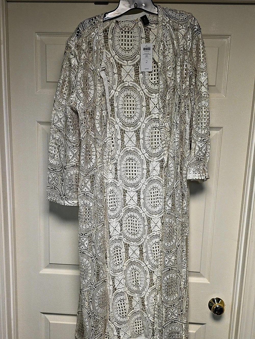 Chico's Black Label Crochet Foil Topper Jacket Crochet Foil Topper Jacket Cream